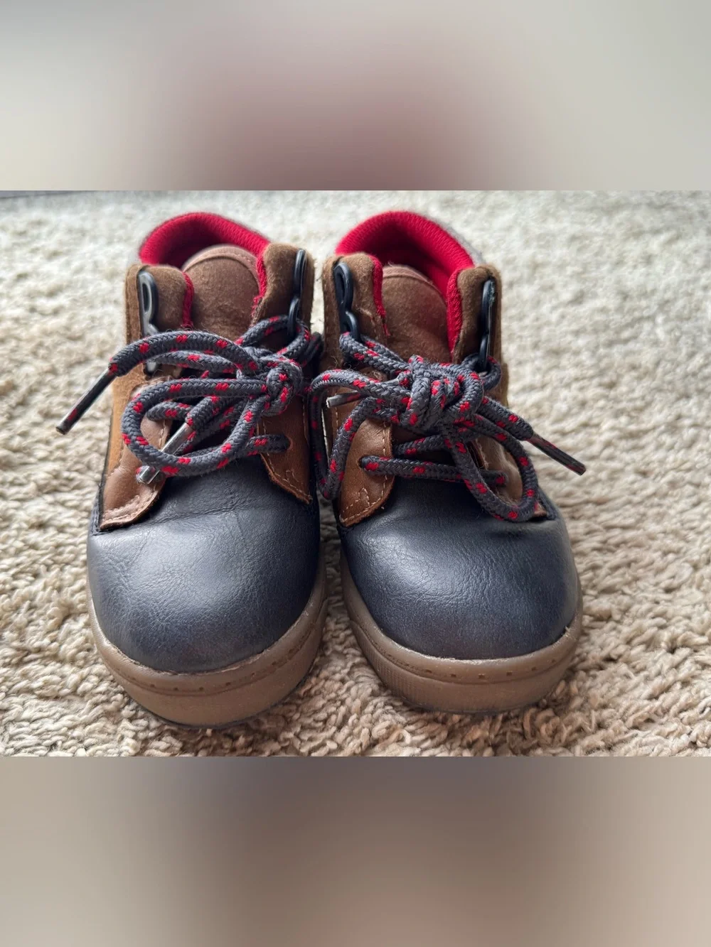 OshKosh B’gosh Toddler Hiking Boots Size 7M Brown Gray Lace-Up Shoes